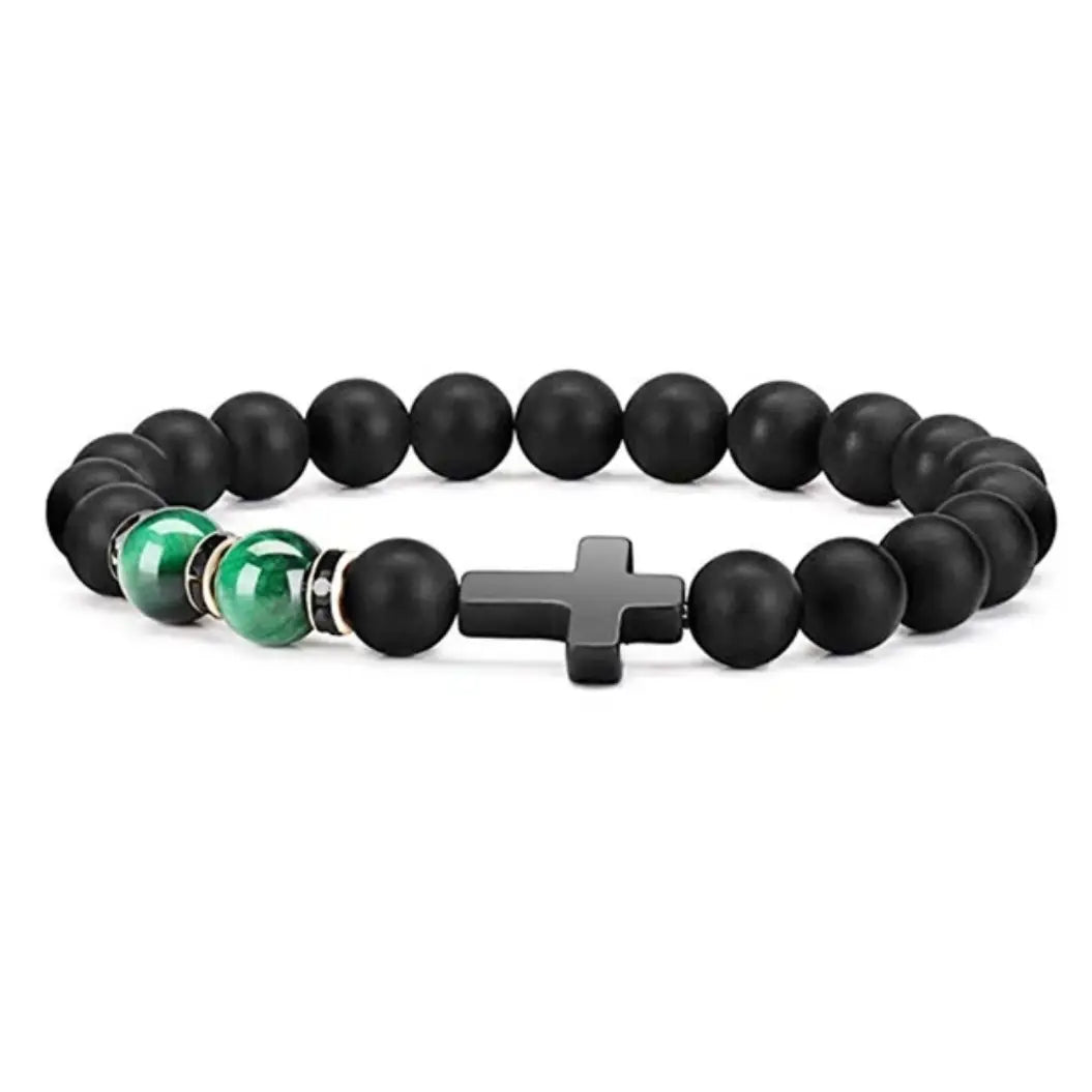 Multi-Stone Cross Bracelet with Various Gemstones
